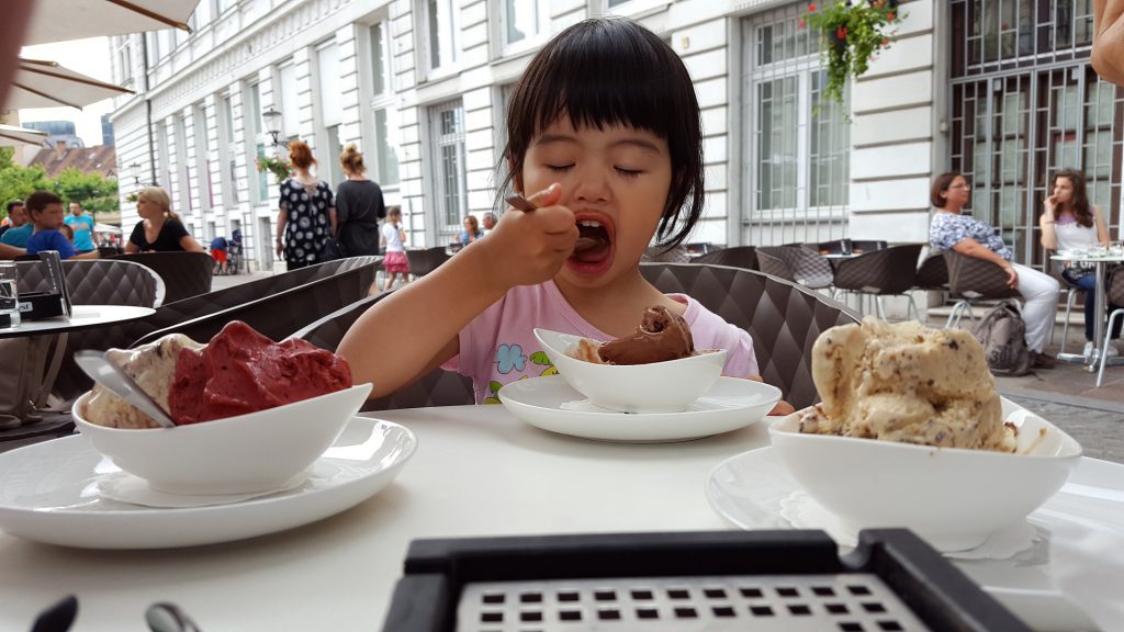 toddler eating ice cream