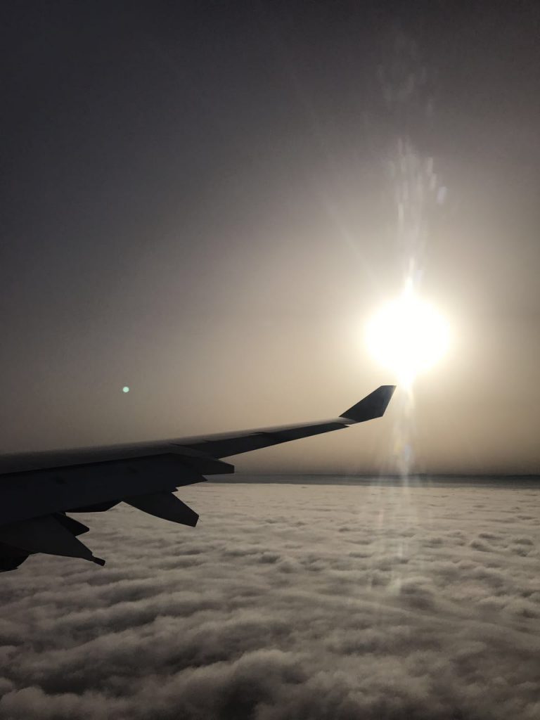 plane in the cloud, from Abu Dhabi to Morocco